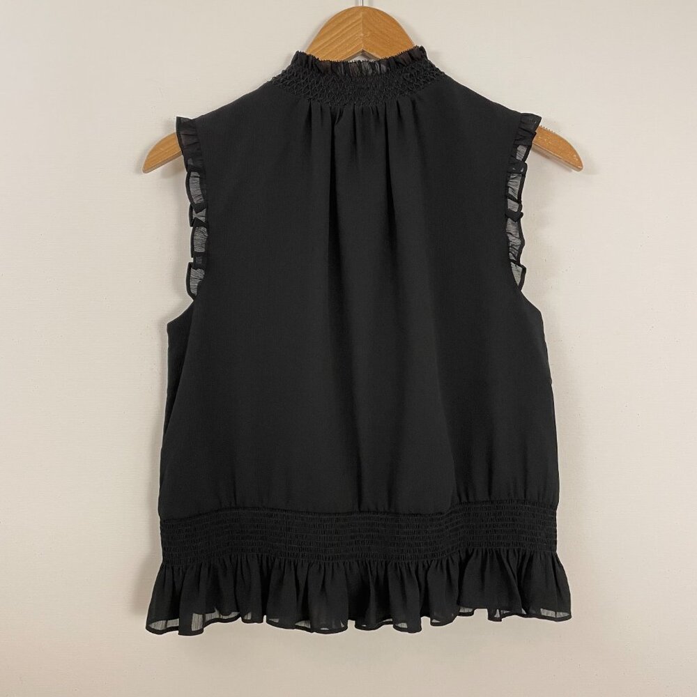 J. Crew Sleeveless Blouse Ruffled Smocked Neck and Waist - Picture 2 of 12